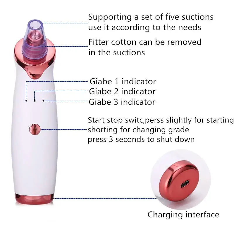 Blackhead Remover Pore Vacuum | Electric Pore Cleaner | 5 Suction Levels
