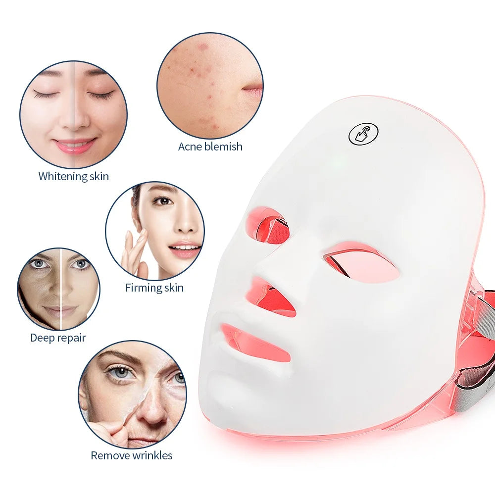 7-Color LED Face & Neck Beauty Mask | Photon Skin Rejuvenation & Tightening