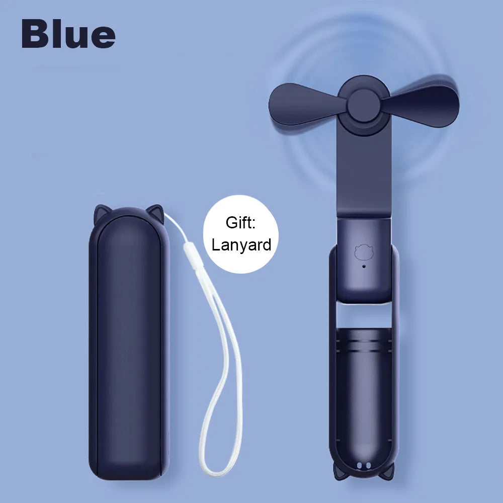 Portable Handheld Fan | Foldable & USB Rechargeable | 2-in-1 Power Bank