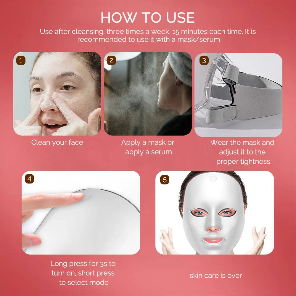 7-Color LED Face & Neck Beauty Mask | Photon Skin Rejuvenation & Tightening