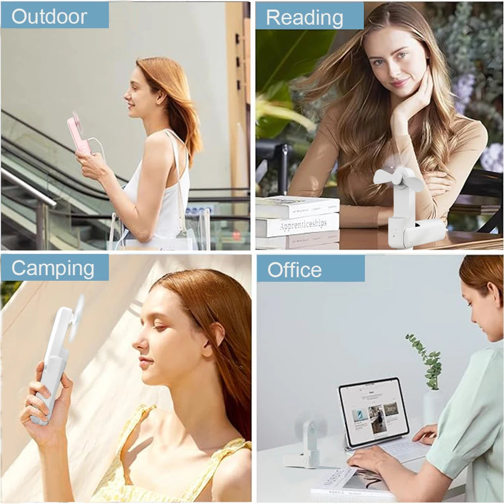 Portable Handheld Fan | Foldable & USB Rechargeable | 2-in-1 Power Bank