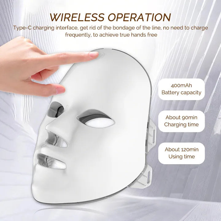 7-Color LED Face & Neck Beauty Mask | Photon Skin Rejuvenation & Tightening