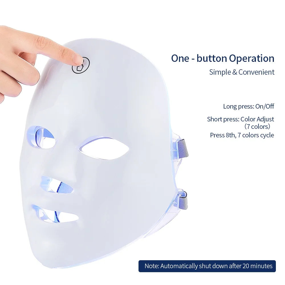 7-Color LED Face & Neck Beauty Mask | Photon Skin Rejuvenation & Tightening