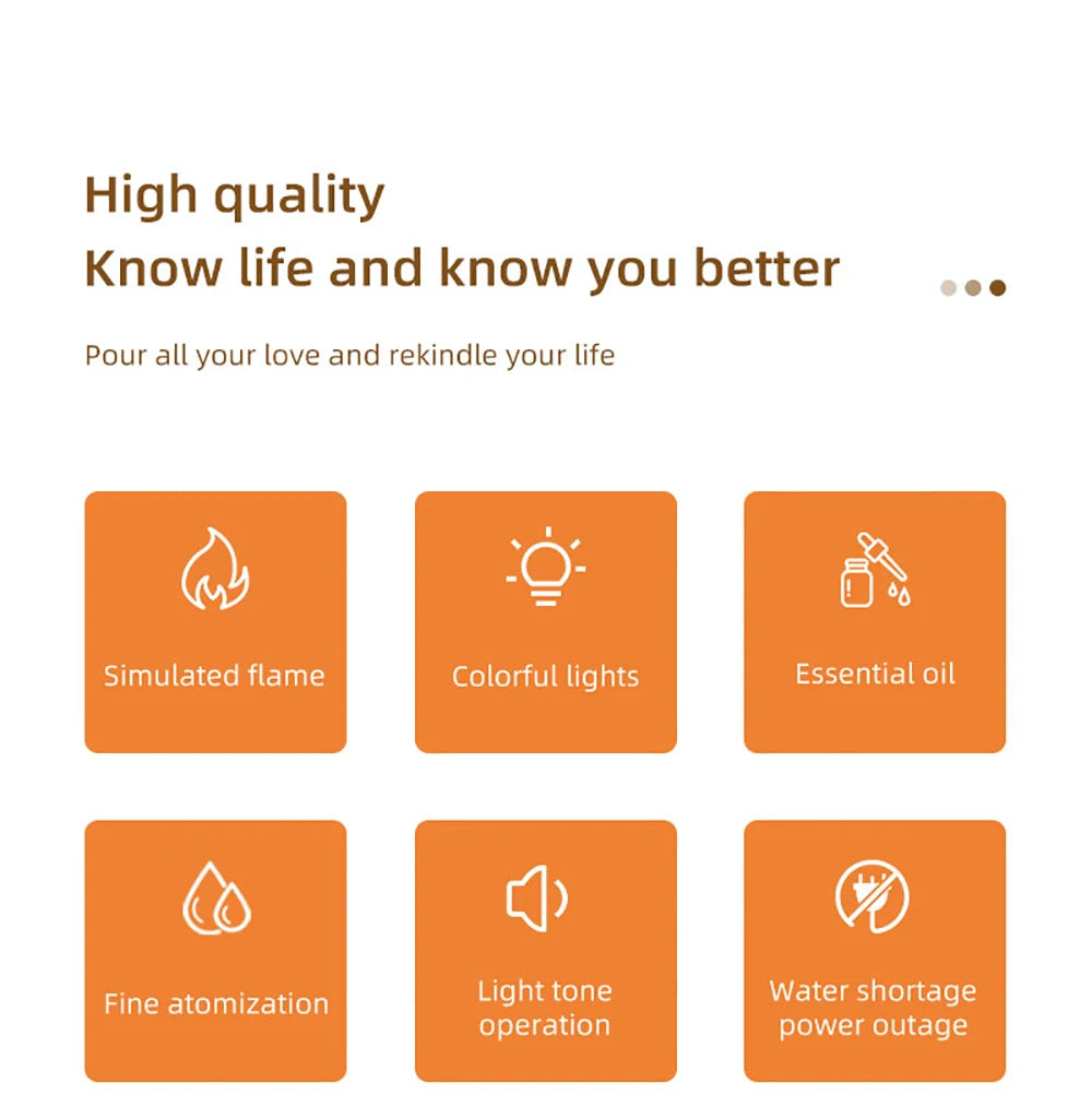 Aroma Flame Diffuser | LED Night Light & Essential Oil Humidifier