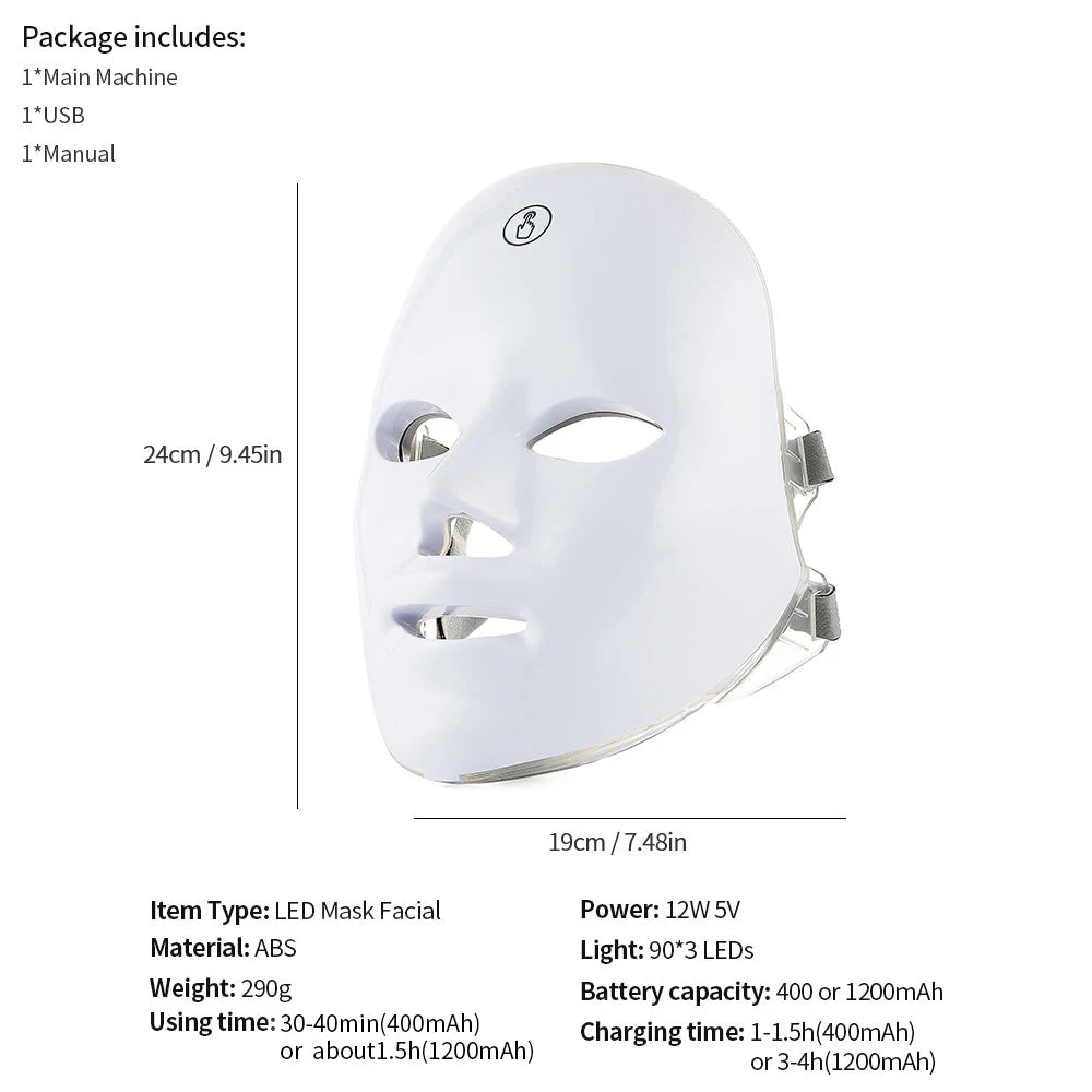 7-Color LED Face & Neck Beauty Mask | Photon Skin Rejuvenation & Tightening