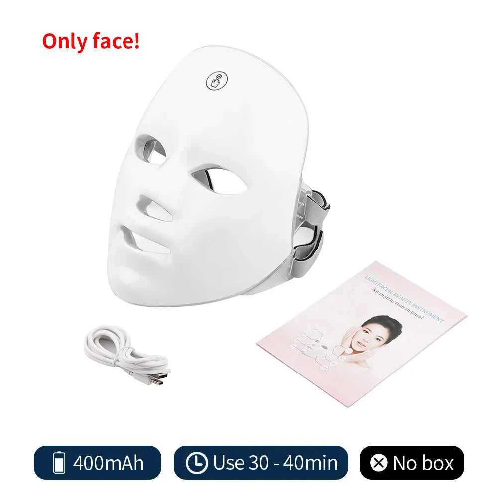 7-Color LED Face & Neck Beauty Mask | Photon Skin Rejuvenation & Tightening