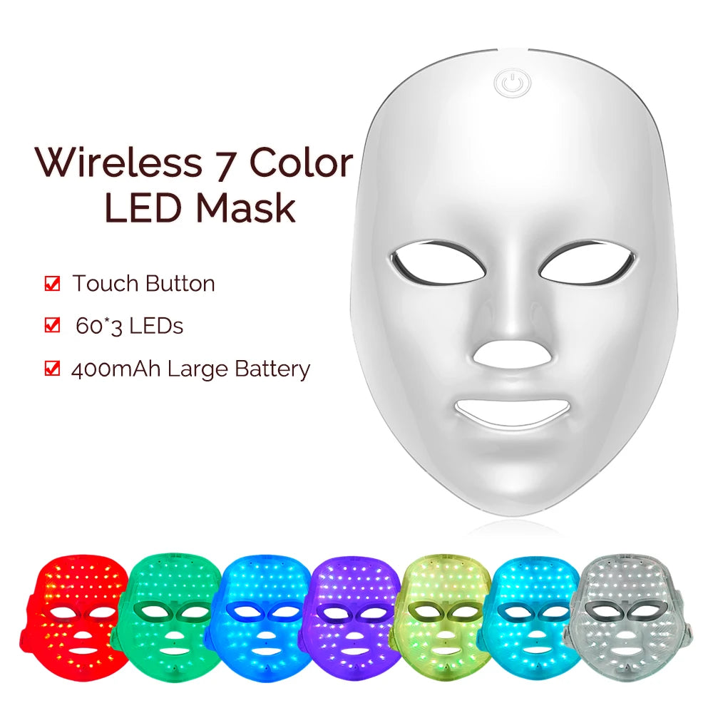 7-Color LED Face & Neck Beauty Mask | Photon Skin Rejuvenation & Tightening