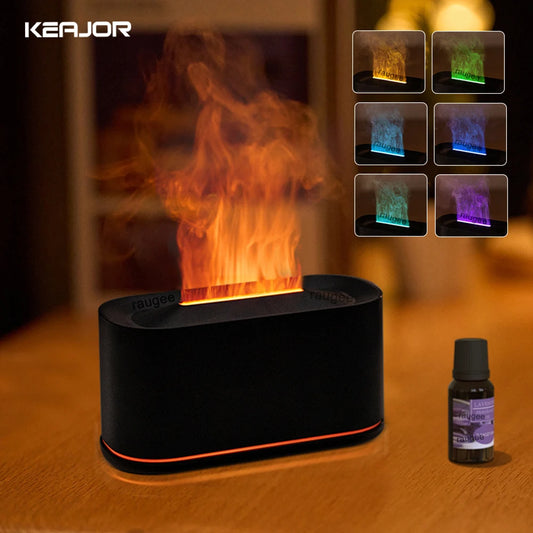 Aroma Flame Diffuser | LED Night Light & Essential Oil Humidifier