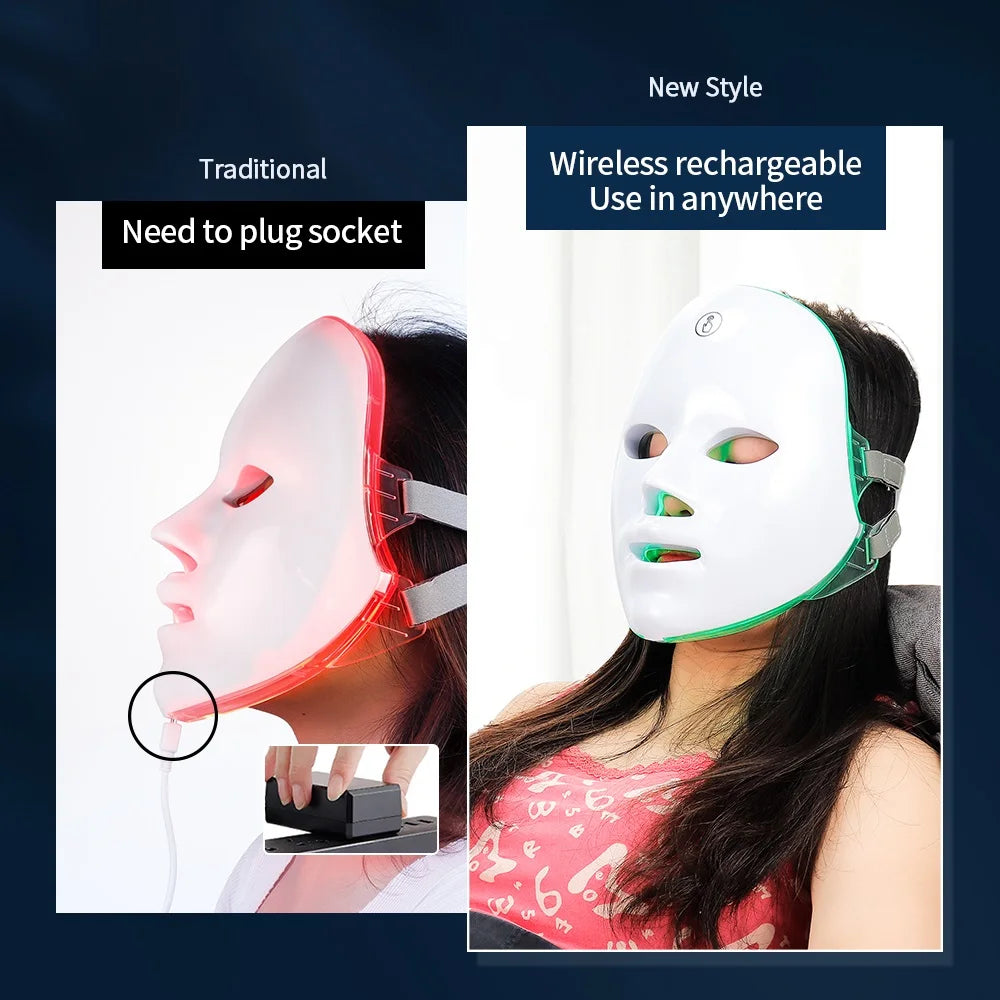 7-Color LED Face & Neck Beauty Mask | Photon Skin Rejuvenation & Tightening