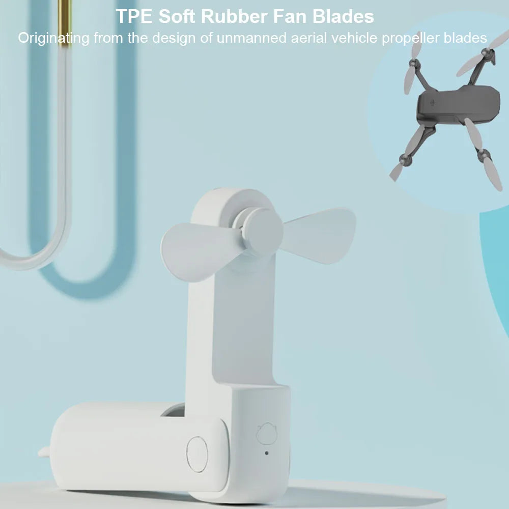 Portable Handheld Fan | Foldable & USB Rechargeable | 2-in-1 Power Bank