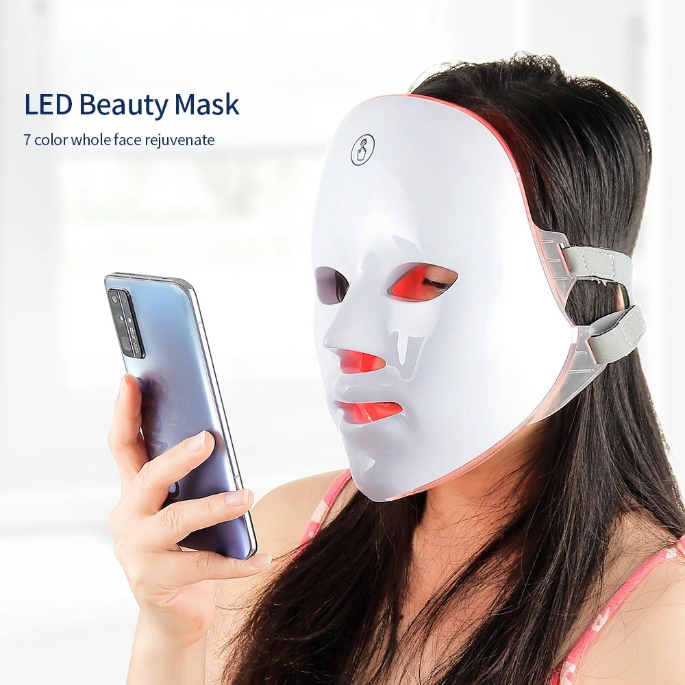 7-Color LED Face & Neck Beauty Mask | Photon Skin Rejuvenation & Tightening