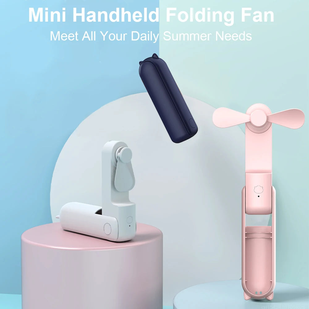 Portable Handheld Fan | Foldable & USB Rechargeable | 2-in-1 Power Bank