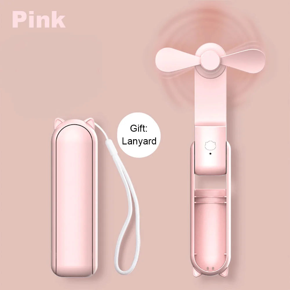 Portable Handheld Fan | Foldable & USB Rechargeable | 2-in-1 Power Bank