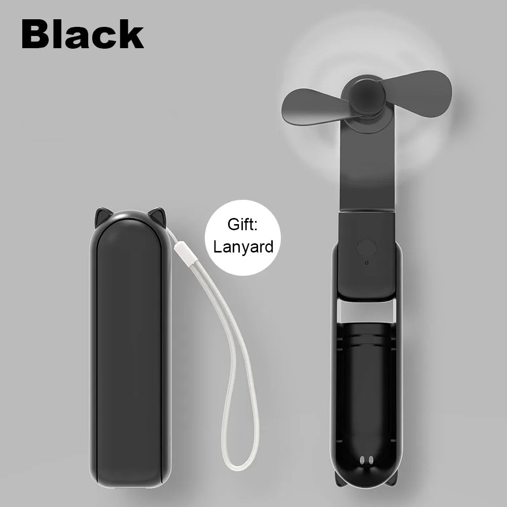 Portable Handheld Fan | Foldable & USB Rechargeable | 2-in-1 Power Bank