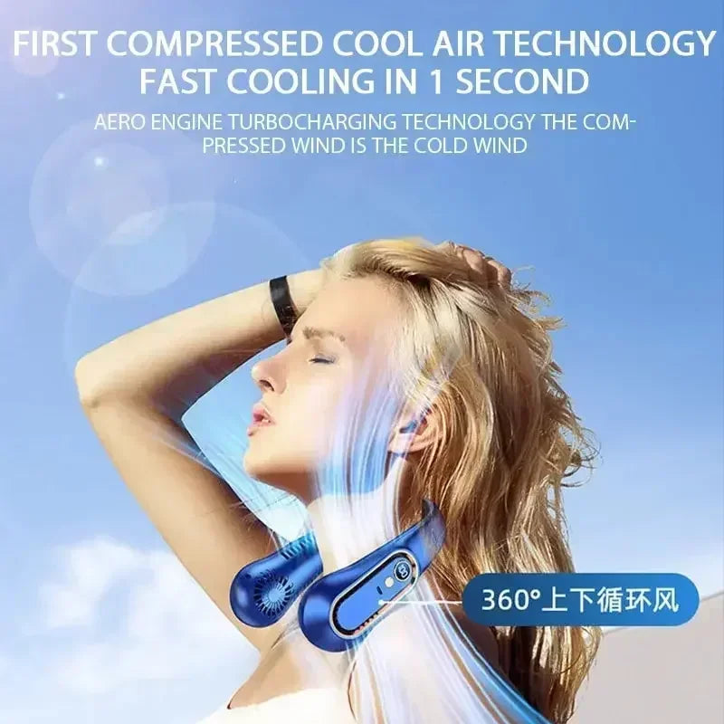 Portable Neck Fan | Bladeless & USB Rechargeable | 5 Speed Settings