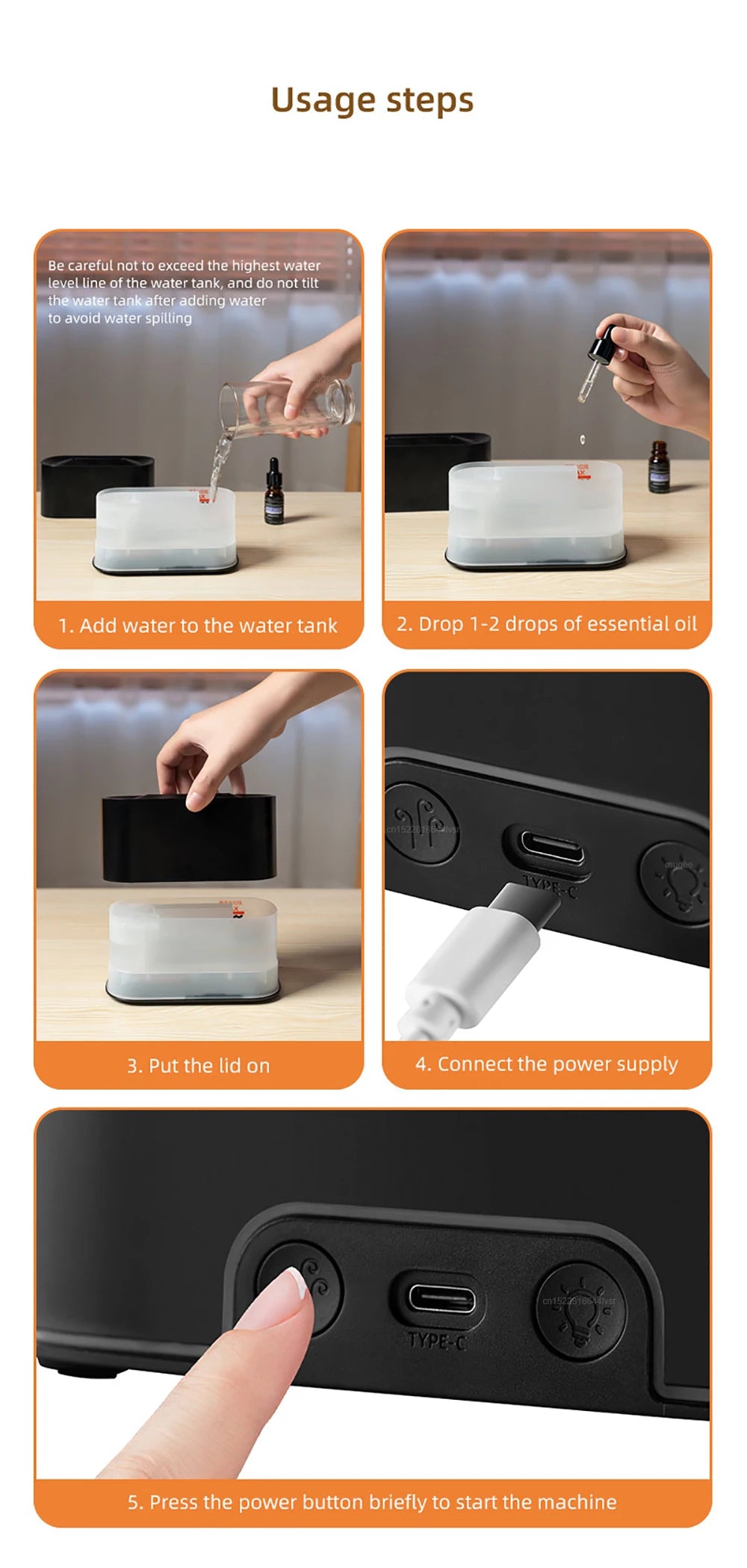 Aroma Flame Diffuser | LED Night Light & Essential Oil Humidifier
