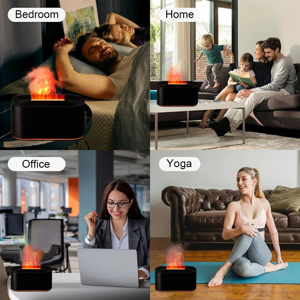 Aroma Flame Diffuser | LED Night Light & Essential Oil Humidifier